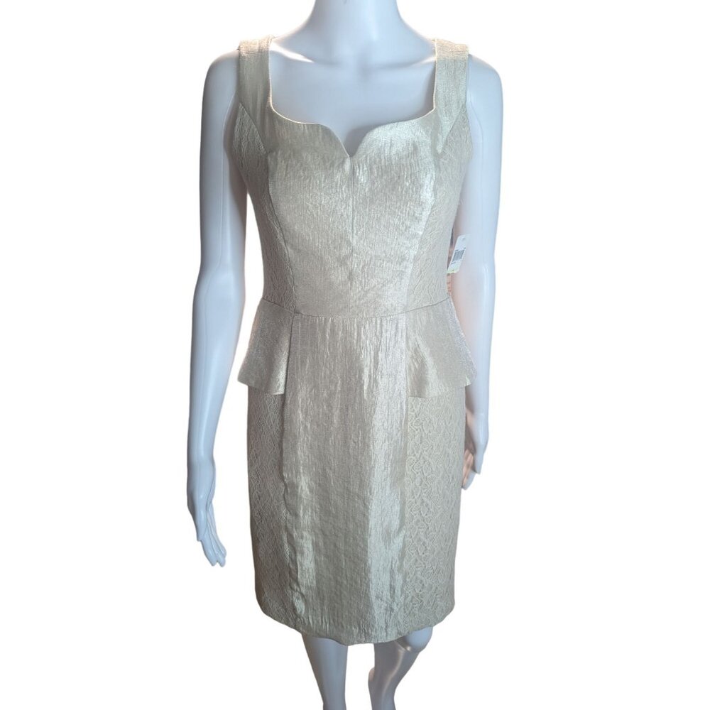 NWT London Times Champagne Peplum Sheath Dress Weddings Cocktail Parties sz 4